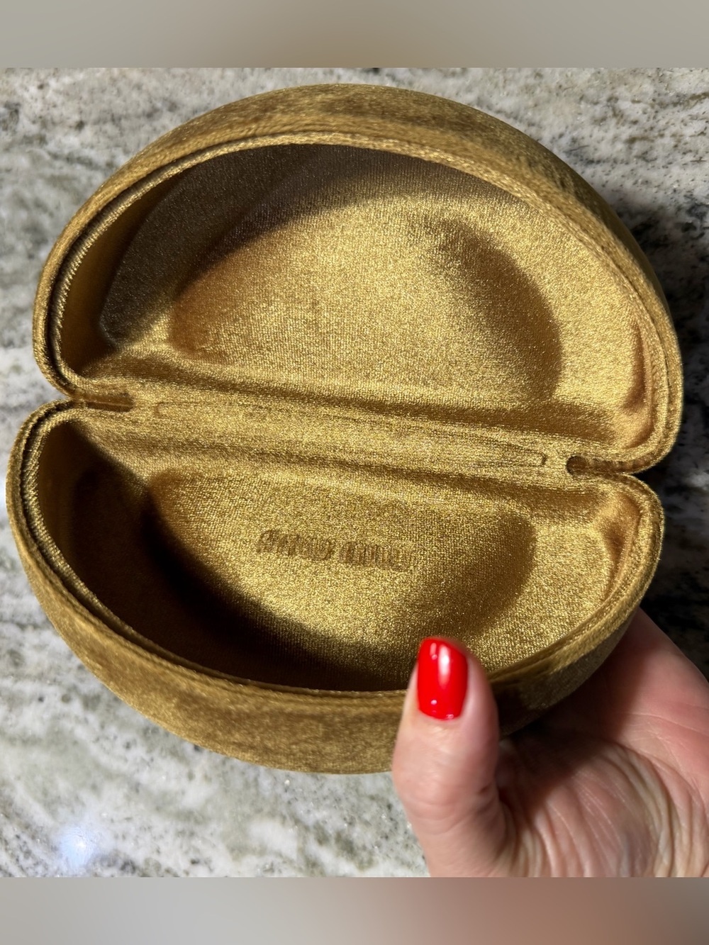 Miu Miu Velvet Sunglasses Case in Golden - Picture 5 of 7